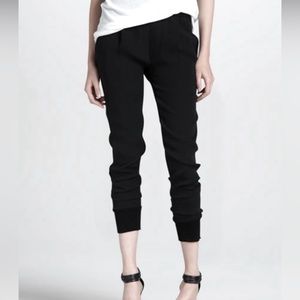 VINCE. black 100% silk pull up black jogger pant